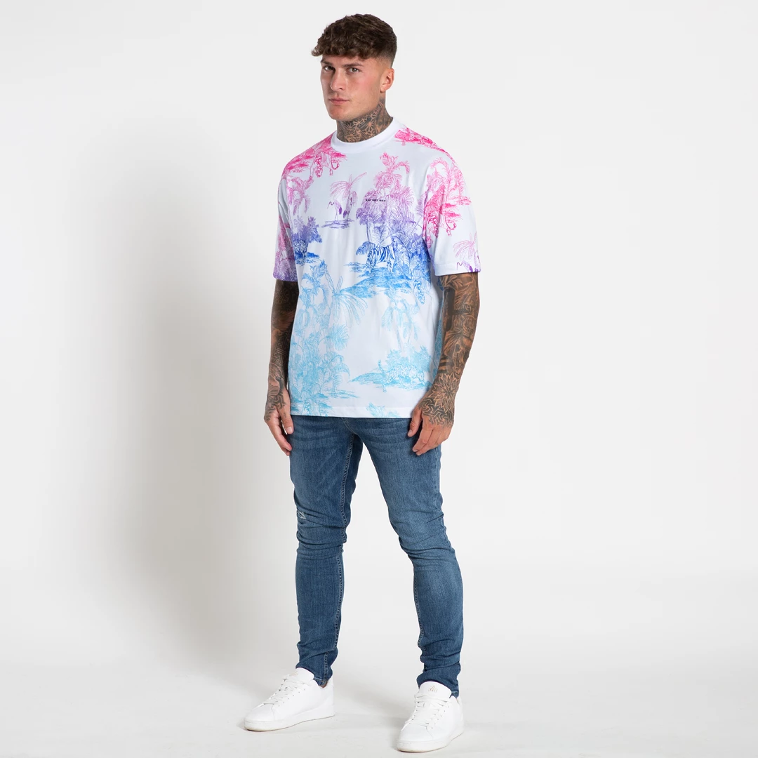 Hot Sale 🎁 Bee Inspired Clothing Sale Karius Relaxed T-shirt - White/Multi Ombre 🎁 2 Bee Inspired Clothing Sale Karius Relaxed T-shirt - White/Multi Ombre