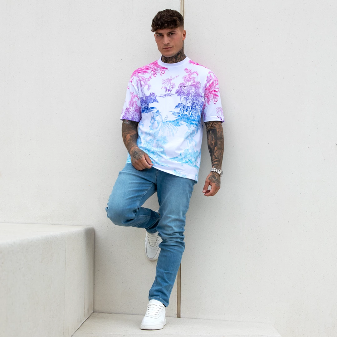 Hot Sale 🎁 Bee Inspired Clothing Sale Karius Relaxed T-shirt - White/Multi Ombre 🎁 5 Bee Inspired Clothing Sale Karius Relaxed T-shirt - White/Multi Ombre