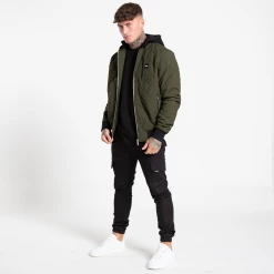 Bee Inspired Clothing Mens Knight Quilted Bomber Jacket - Khaki