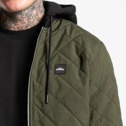 Bee Inspired Clothing Mens Knight Quilted Bomber Jacket - Khaki