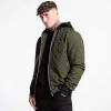 Bee Inspired Clothing Mens Knight Quilted Bomber Jacket - Khaki