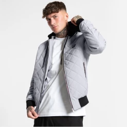 Bee Inspired Clothing Sale Knight Quilted Bomber Jacket - Light Grey Jackets & Coats
