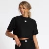Bee Inspired Womens Sale Womens Level Up Rib Crop T-Shirt - Black