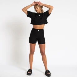 Bee Inspired Womens Sale Womens Level Up Rib Crop T-Shirt - Black