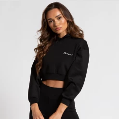 Bee Inspired Womens Sale Womens Lifestyle Crop Overhead Hoodie - Black