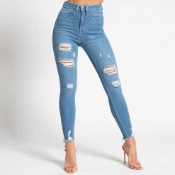 Bee Inspired Womens Sale Womens Jessica Skinny Stretch Jeans - Distressed Light Blue