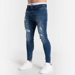 Bee Inspired Clothing Sale Luca Skinny Stretch - Distressed Dark Blue Jeans
