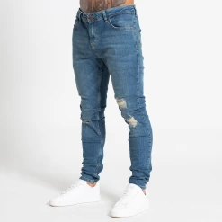 Bee Inspired Clothing Sale Macon Distressed Slim Fit Jeans - Mid Blue