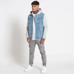 Bee Inspired Clothing Alvarez Denim Jacket - Grey Marl/Light Blue Jackets & Coats