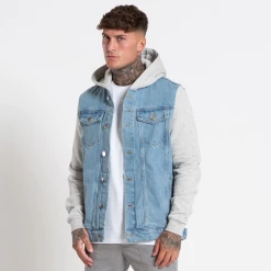 Bee Inspired Clothing Alvarez Denim Jacket - Grey Marl/Light Blue Jackets & Coats