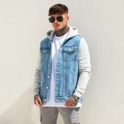 Bee Inspired Clothing Alvarez Denim Jacket - Grey Marl/Light Blue Jackets & Coats