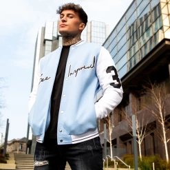 Bee Inspired Clothing Sale Capelle Bomber Jacket - Light Blue/White