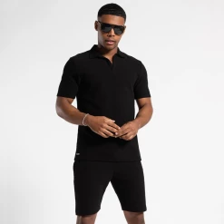 Bee Inspired Clothing Sale Rowe Open Neck Polo Shirt - Black T-Shirts