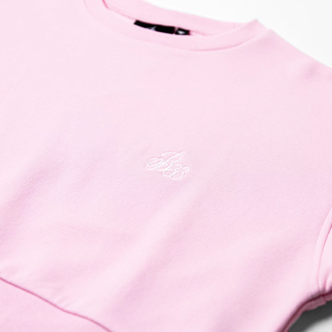 Best Sale ✨ Bee Inspired 👩 Womens Sale 👩 Womens Classic Crop Crew - Pink 🎁 5 Bee Inspired Womens Sale Womens Classic Crop Crew - Pink