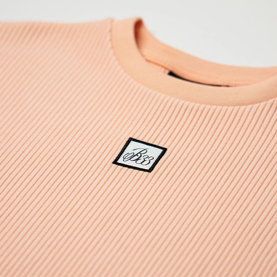 Best Pirce 🛒 Bee Inspired 👩 Womens Sale 👩 Womens Level Up Rib Crop T-Shirt - Peach 🤩 4 Bee Inspired Womens Sale Womens Level Up Rib Crop T-Shirt - Peach