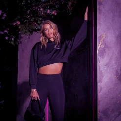 Bee Inspired Womens Sale Womens Lifestyle Crop Overhead Hoodie - Black