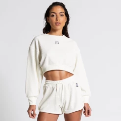Bee Inspired Womens Sale Womens Level Up Rib Crop Crew - Ivory